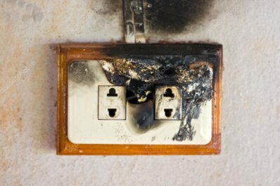 Contacto eléctrico con señales de recalentamiento como advertencia de riesgo